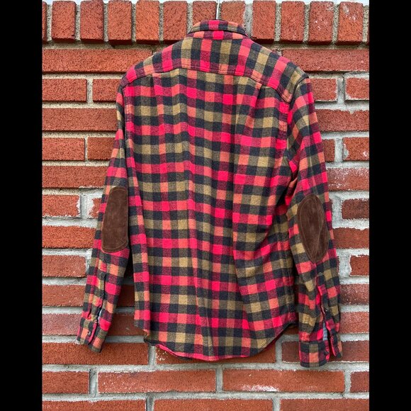 J.Crew Men’s Wool-Blend Flannel Shirt – Red & Brown Buffalo Plaid (Size M) - Picture 4 of 4